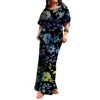 Polynesian Print Half-Sleeve Romper