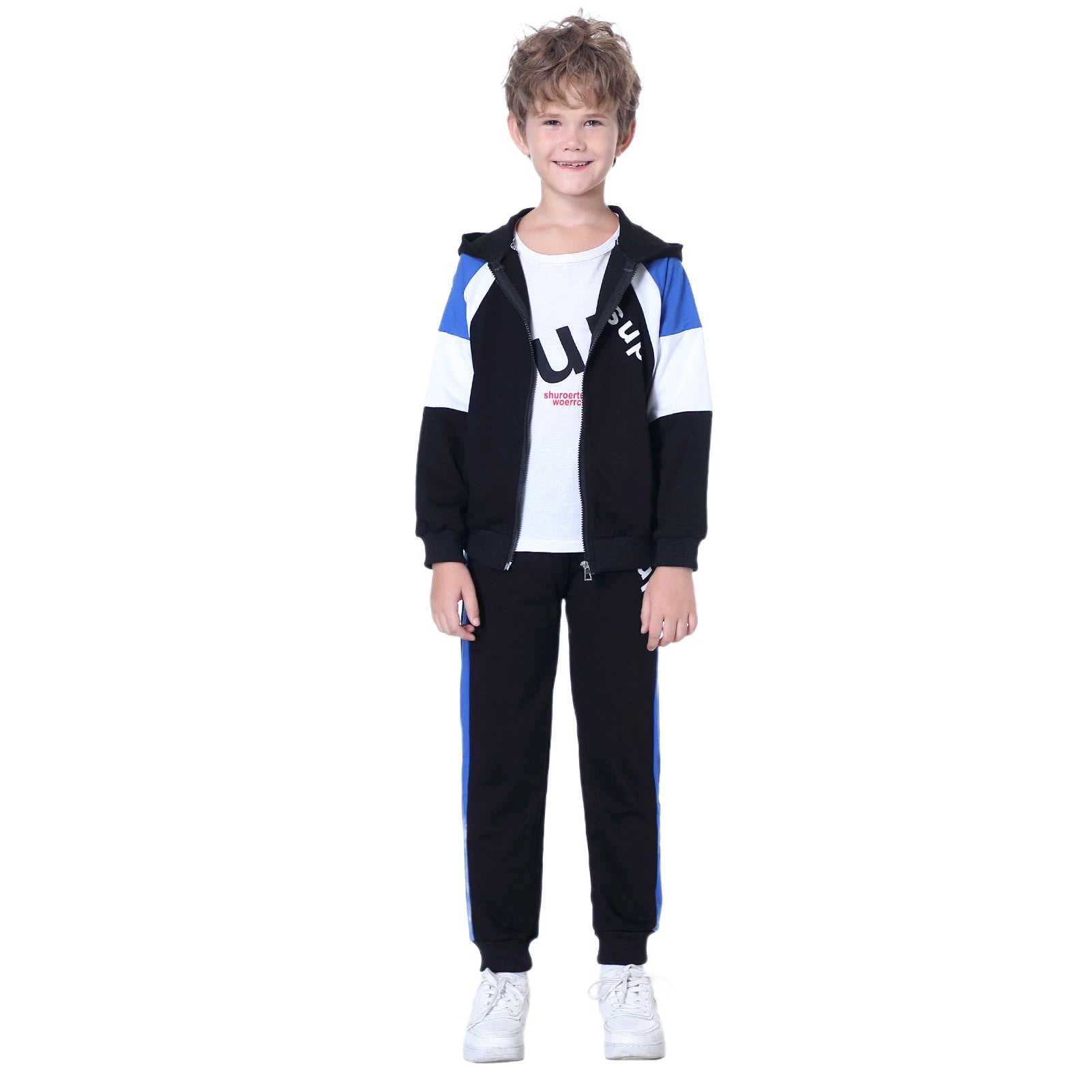Kids Tracksuits,Teen Boys School Sweatsuits,Fashion Cotton Hooded Tops + Pants Set,Soft Children's Long Sleeve Sportswear