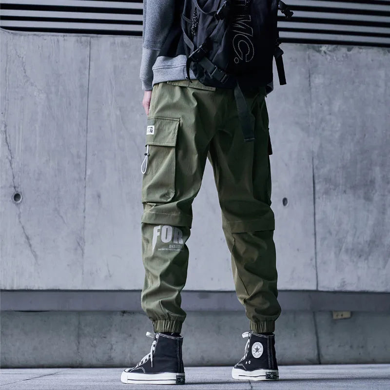 New Joggers Cargo Pants Men Fashion Ribbons Pocket Harem Trousers Sweatpants Men Hip Hop Harajuku Streetwear Casual Pants