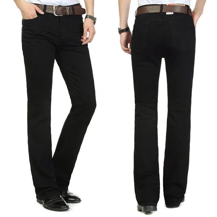 Mens Flared Leg Jeans Trousers