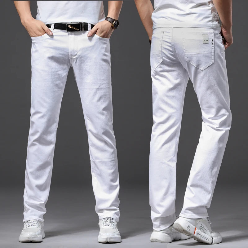 Slim Fit White Stretch Jeans
