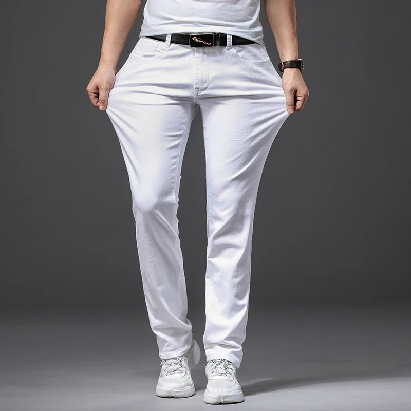 Slim Fit White Stretch Jeans