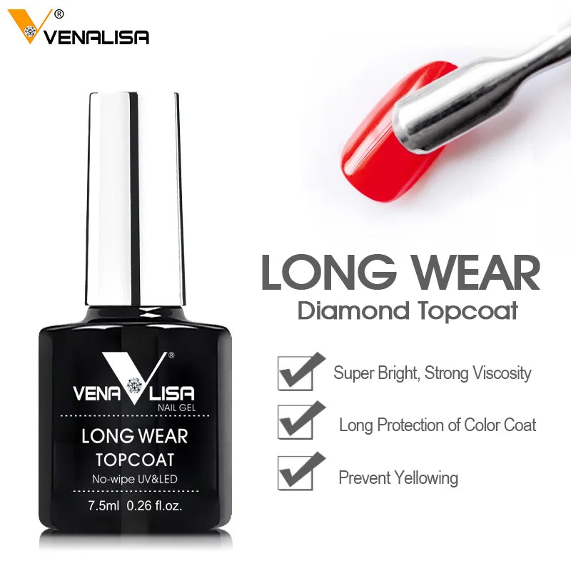 VENALISA New Arrival Long Wear Tempered Nowipe Top Coat Easy Peel Off Water Base Coat Basic Nail Gel Polish Enamel Varnish Gels