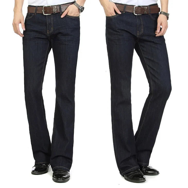 Mens Flared Leg Jeans Trousers