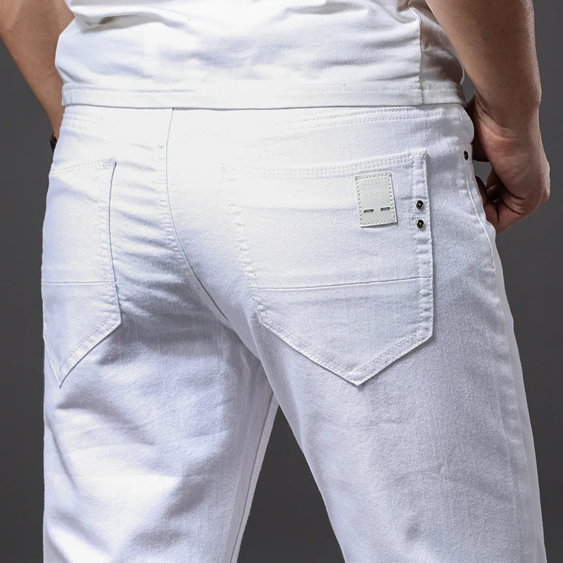 Slim Fit White Stretch Jeans