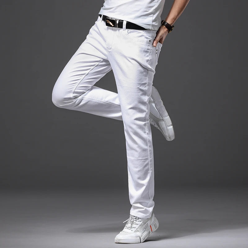 Slim Fit White Stretch Jeans