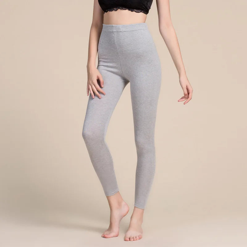 Women Leggings 80%Silk 15%Cashmere 5%Spandex Solid slim leggings Full length bottoming pants 2025 Fall Winter New Black Gray