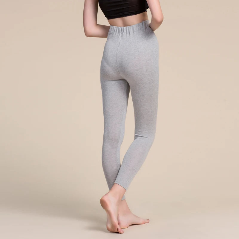 Women Leggings 80%Silk 15%Cashmere 5%Spandex Solid slim leggings Full length bottoming pants 2025 Fall Winter New Black Gray
