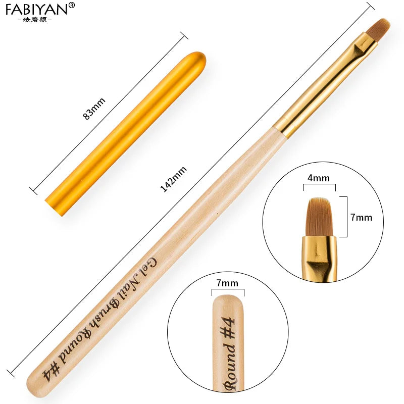 Nail Art Brush Painting Drawing Carving Pen Wooden Handle Round Manicure Tools Design Flower Acrylic Tips UV Gel Polish