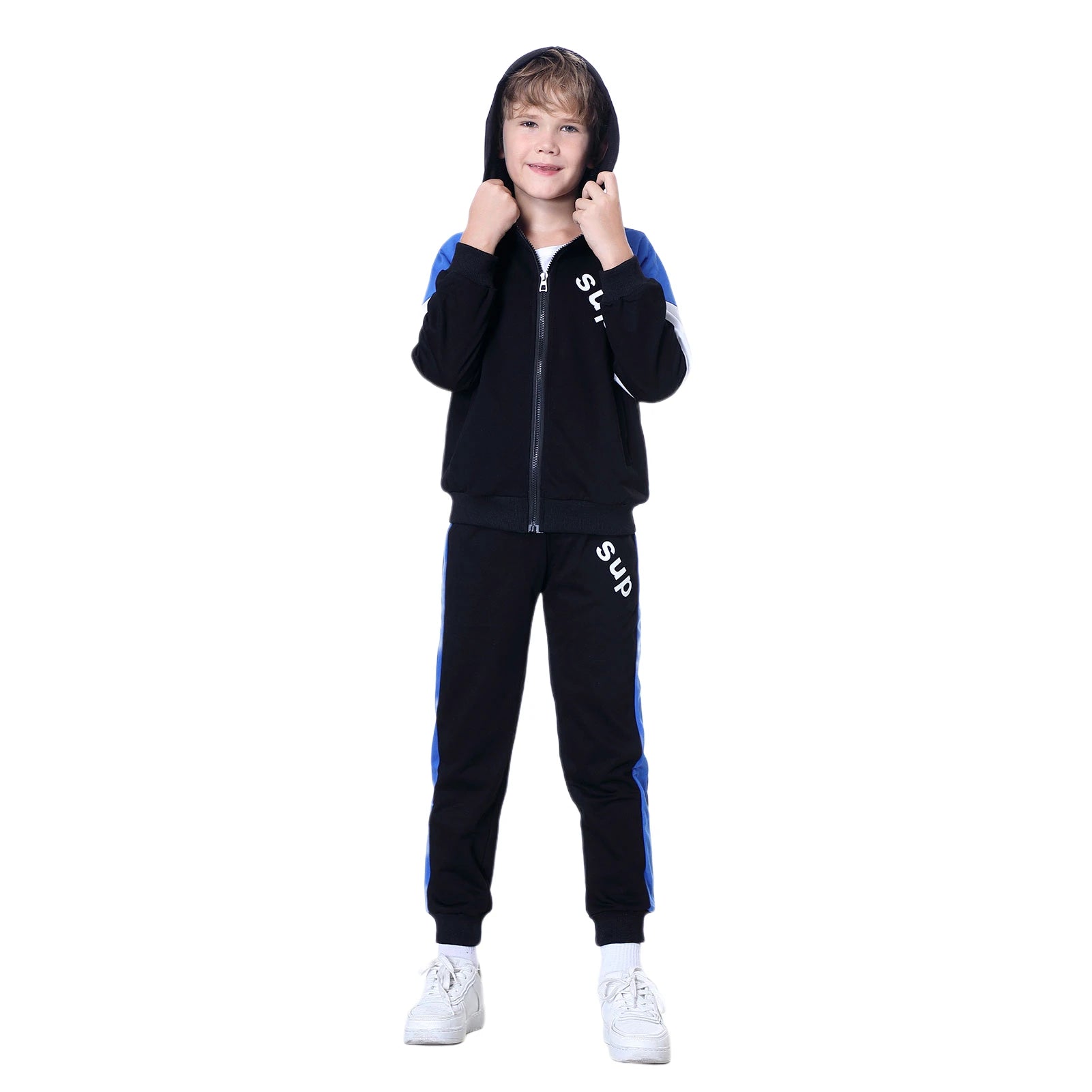Kids Tracksuits,Teen Boys School Sweatsuits,Fashion Cotton Hooded Tops + Pants Set,Soft Children's Long Sleeve Sportswear