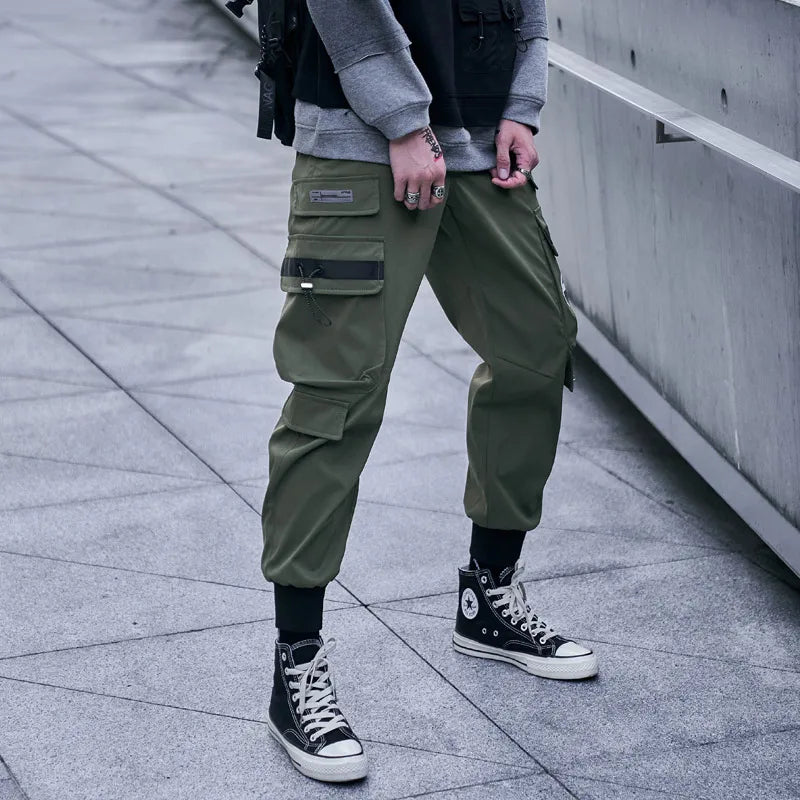 New Joggers Cargo Pants Men Fashion Ribbons Pocket Harem Trousers Sweatpants Men Hip Hop Harajuku Streetwear Casual Pants
