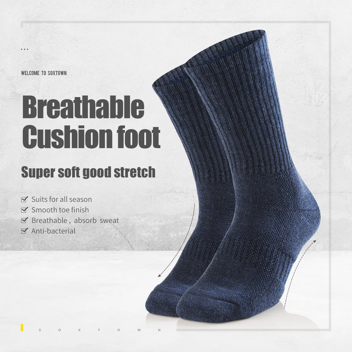 Navy Cushioned Performance Crew Socks