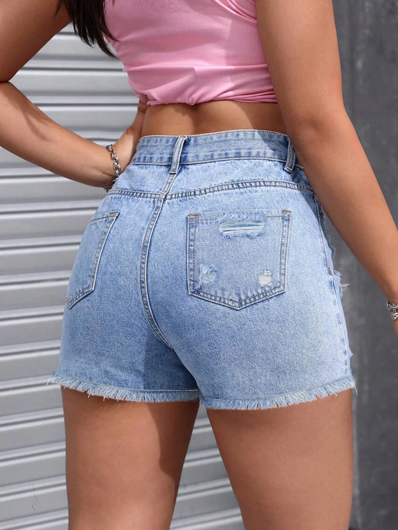 Raw Edge Denim Shorts