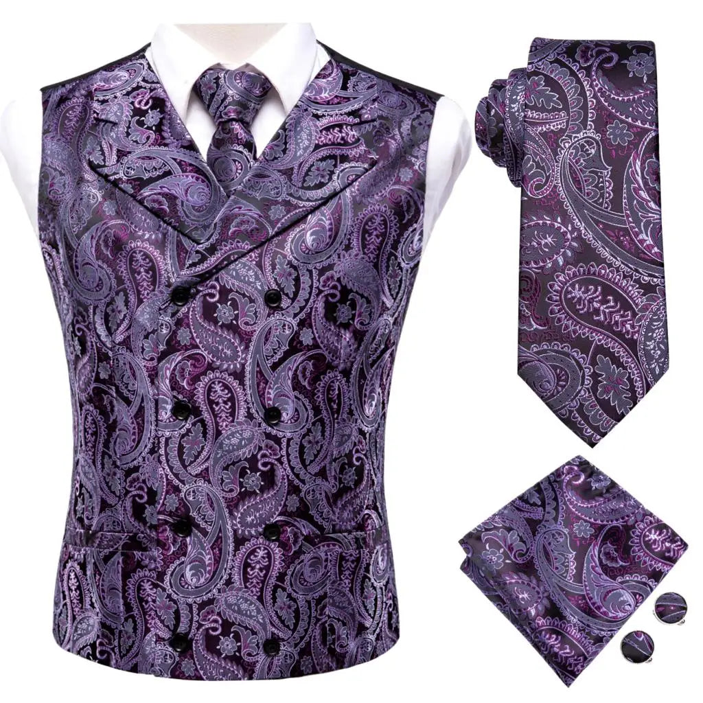 Men’s Silk Jacquard Suit Vest Set