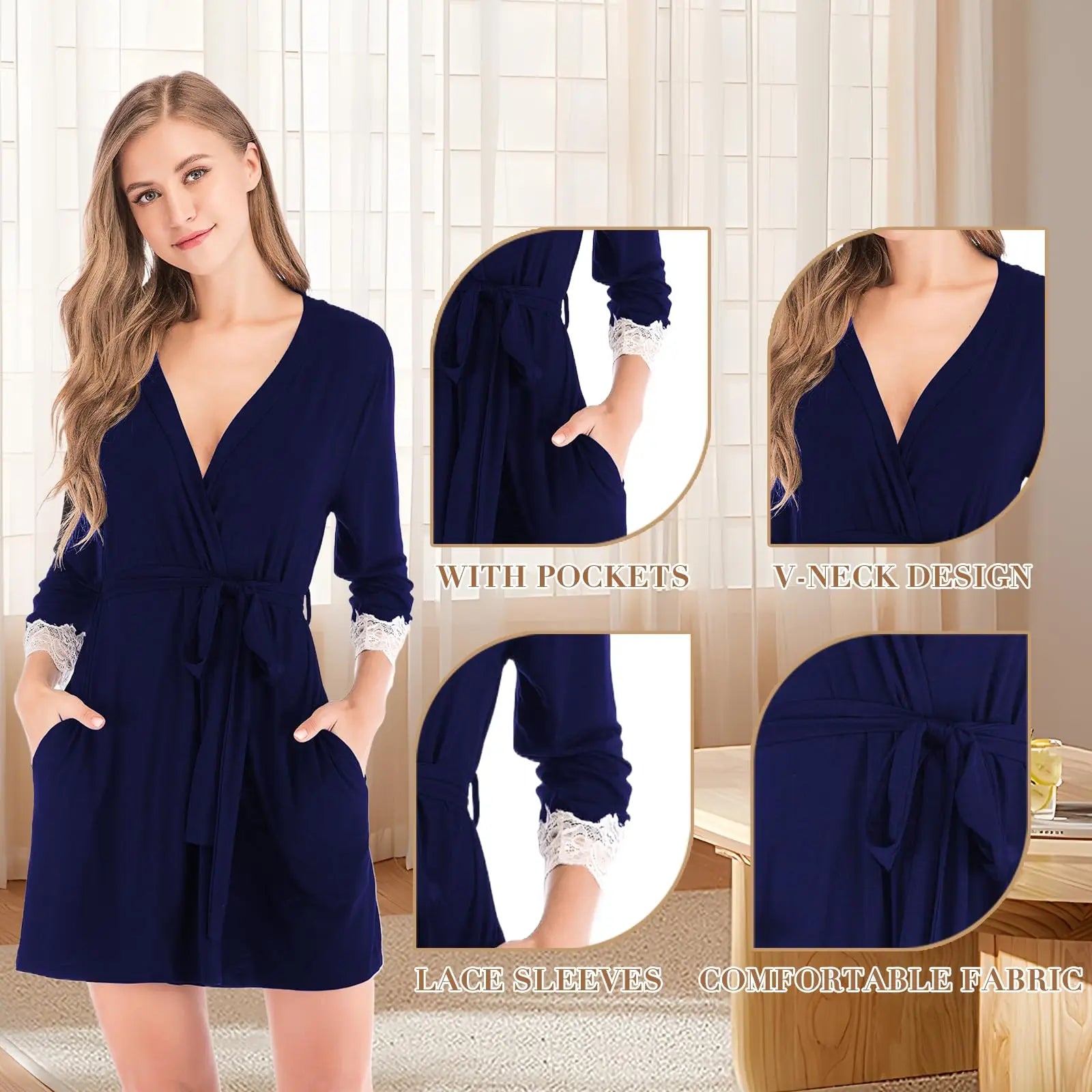 Women Cotton Satin Short Robe