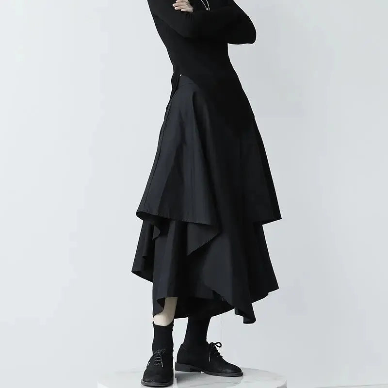 Skirts Pants Women Autumn Solid Asymmetric Trendy Design Simple High Waist Korean Elegant Leisure All-Match Streetwear Chic Ins