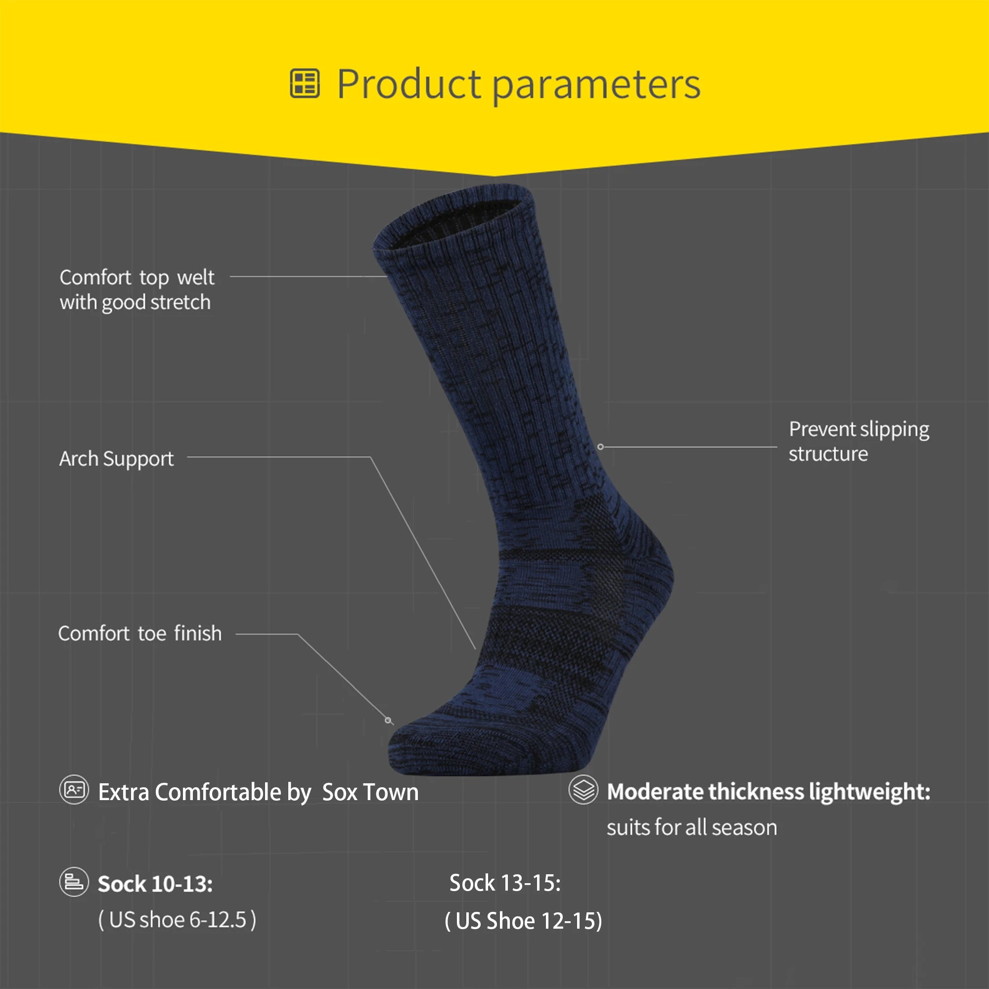 Unisex Cushioned Performance Crew Socks