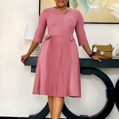Elegant Pleated Church Midi Dress