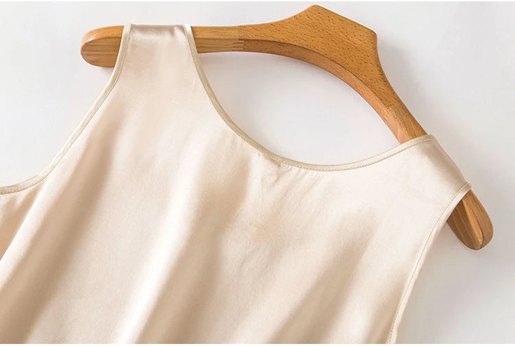 Tank Tops Women 100% Real Silk Blouse Sleeveless Shirts Satin Tunic Tops Summer Loose Casual Solid Plus Size S-XXL