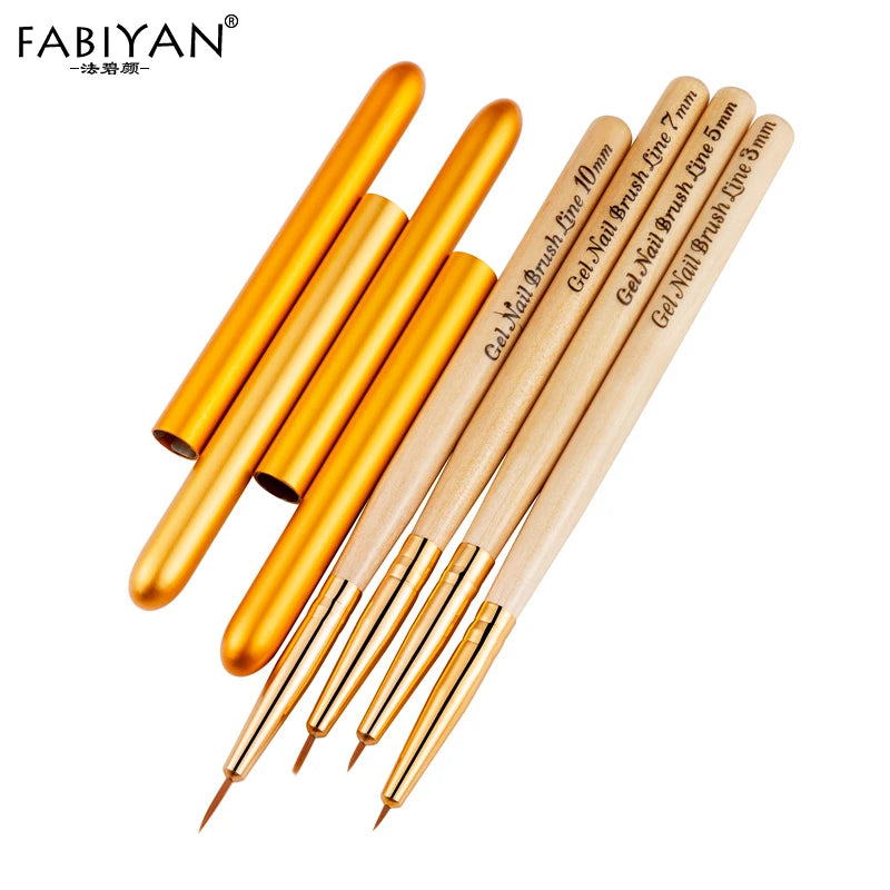 Nail Art Brush Painting Drawing Carving Pen Wooden Handle Round Manicure Tools Design Flower Acrylic Tips UV Gel Polish
