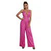 Elegant Backless Sequin Halter Jumpsuit