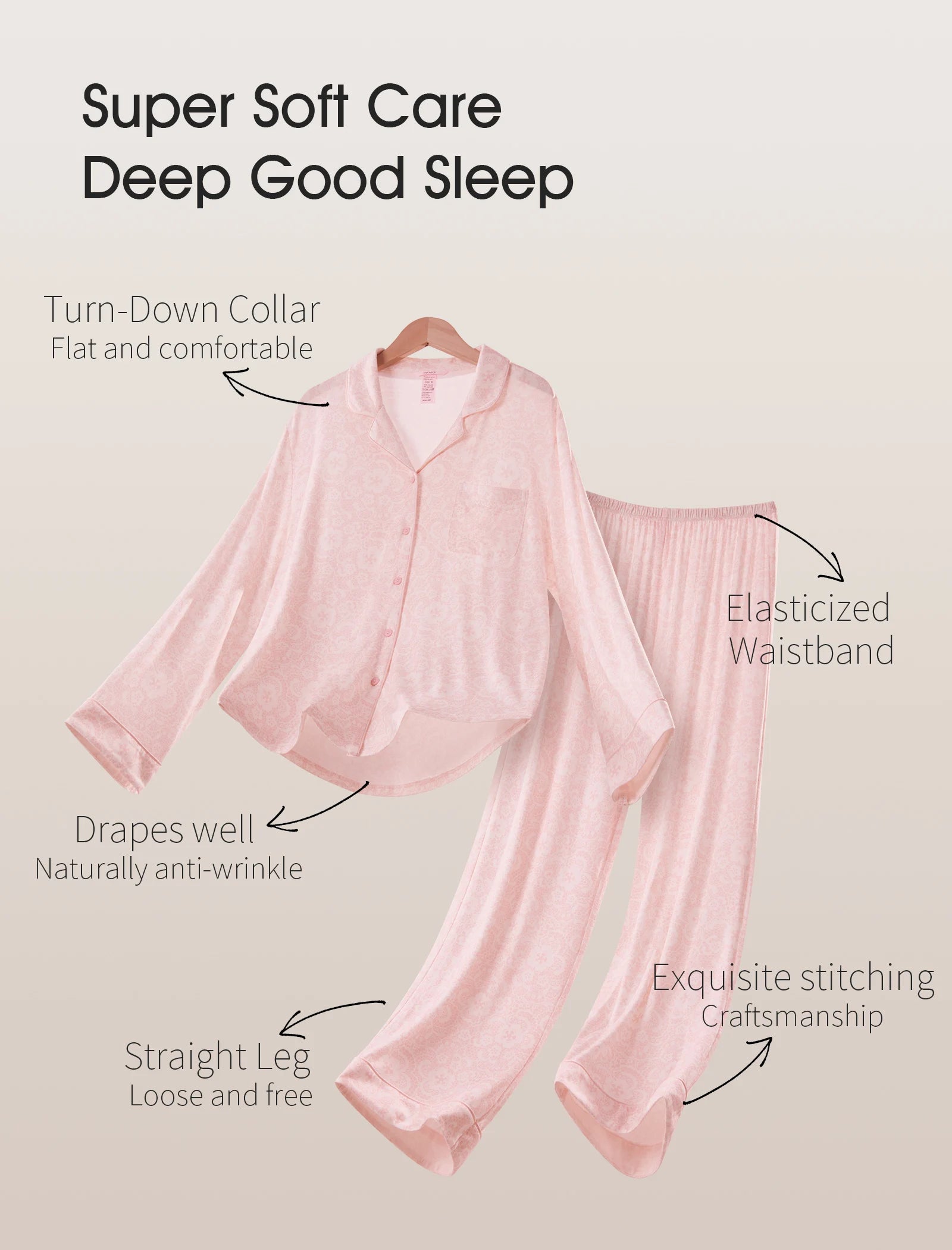 Pink Floral Long Sleeve Pajama Set