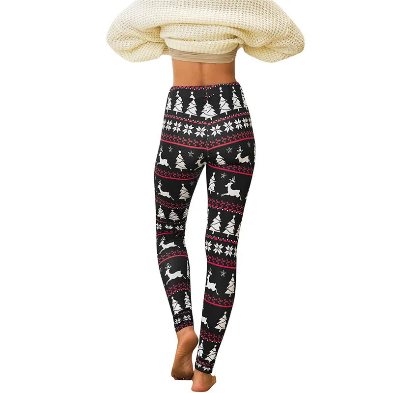 Christmas Leggings  Fashion Milu Deer Printing Festival Ultra Soft Brushed Pants Ankle Length Black Deals