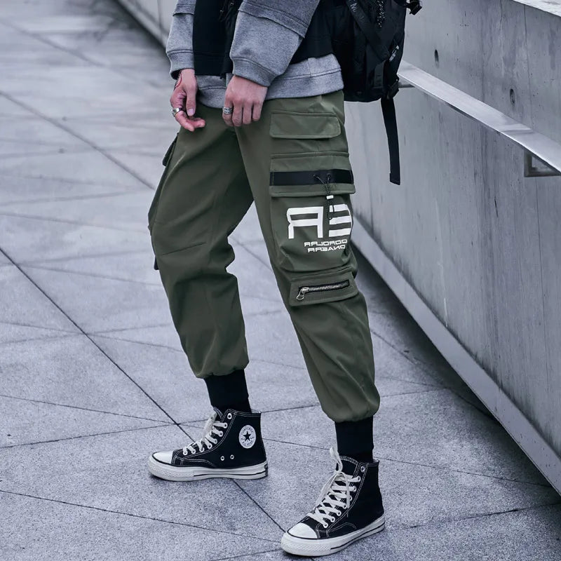 New Joggers Cargo Pants Men Fashion Ribbons Pocket Harem Trousers Sweatpants Men Hip Hop Harajuku Streetwear Casual Pants