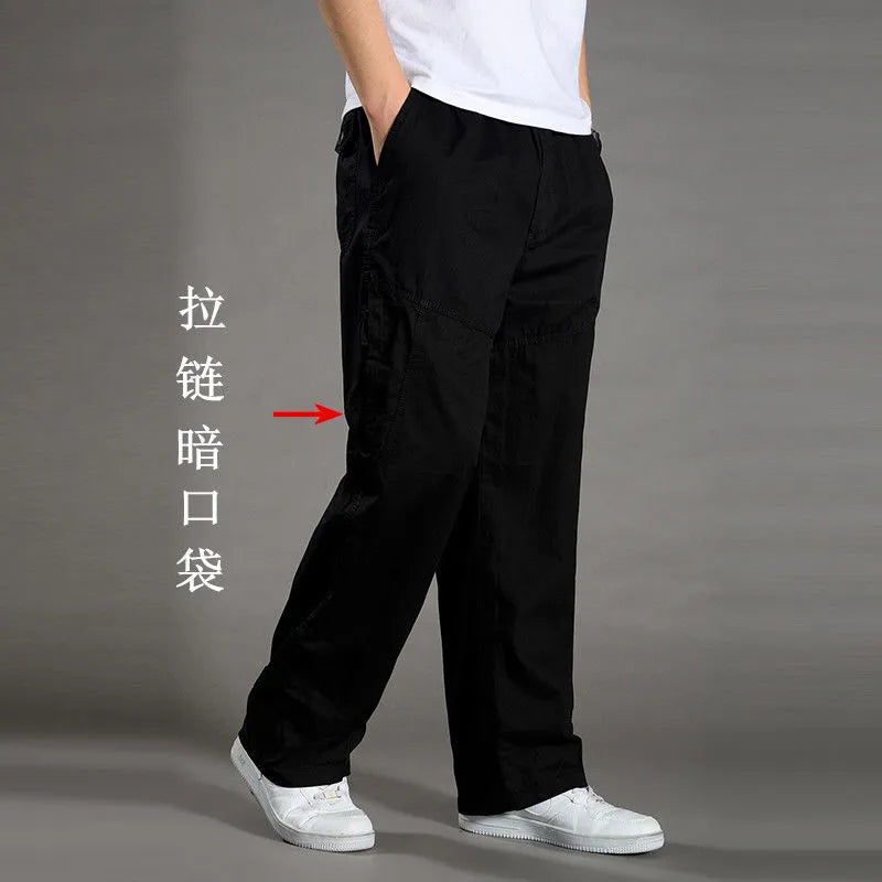 Loose Cotton Cargo Work Pants