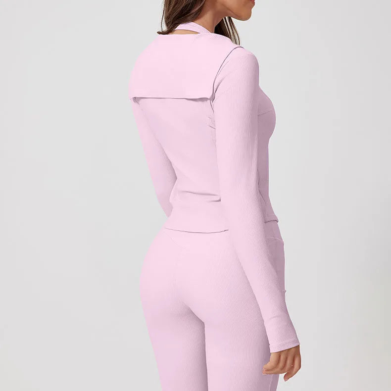 High-Stretch 3-Piece Workout Set with Flare Pants