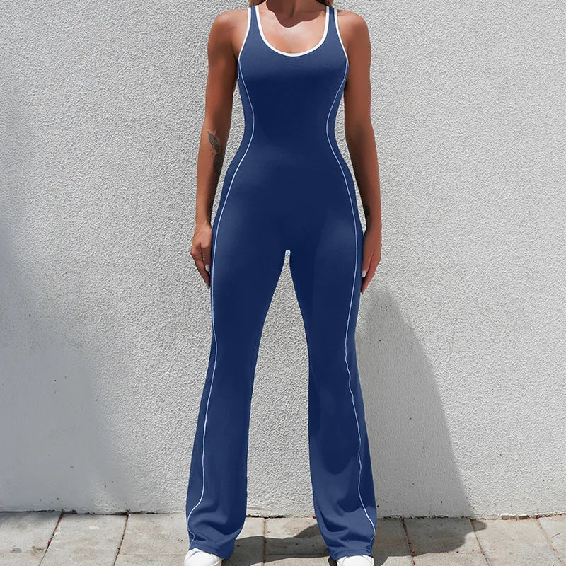 Seamless Backless Yoga Jumpsuit Set