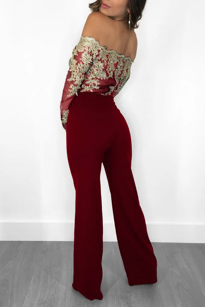 Elegant Off Shoulder Lace Jumpsuit