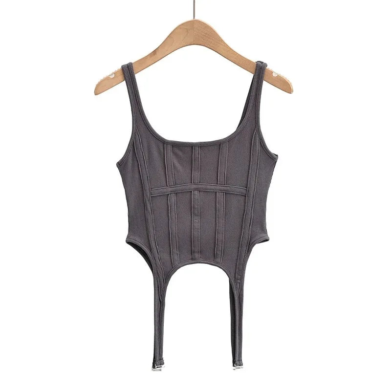 Summer Women Tube Top Corset For Girls Ribbed Sleeveless White Black Gray Blue Y2k Solid Basic Crop Tank Top Camis Fairy Grunge
