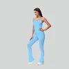 Flared V Back Yoga Jumpsuit