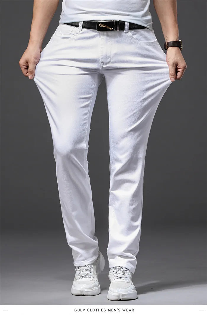 Slim Fit White Stretch Jeans