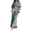 Polynesian Print Half-Sleeve Romper