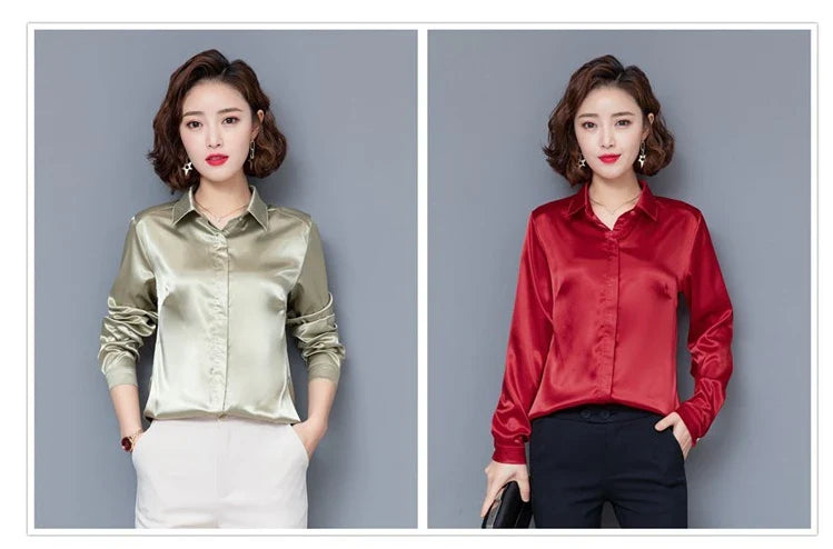 Elegant Satin Silk Office Blouse
