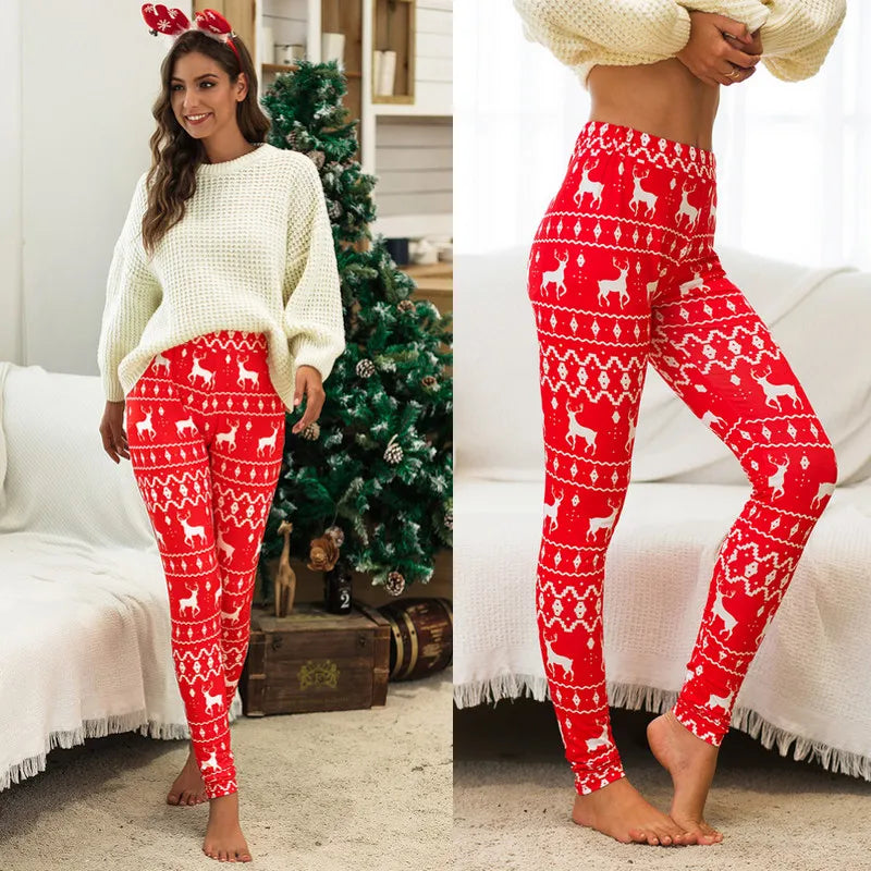 Christmas Leggings  Fashion Milu Deer Printing Festival Ultra Soft Brushed Pants Ankle Length Black Deals