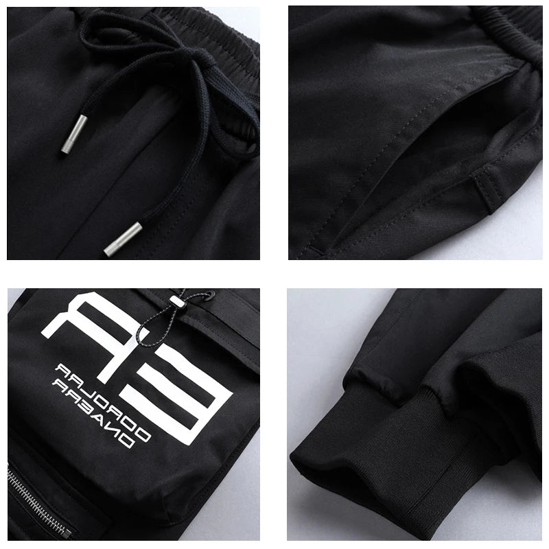 New Joggers Cargo Pants Men Fashion Ribbons Pocket Harem Trousers Sweatpants Men Hip Hop Harajuku Streetwear Casual Pants