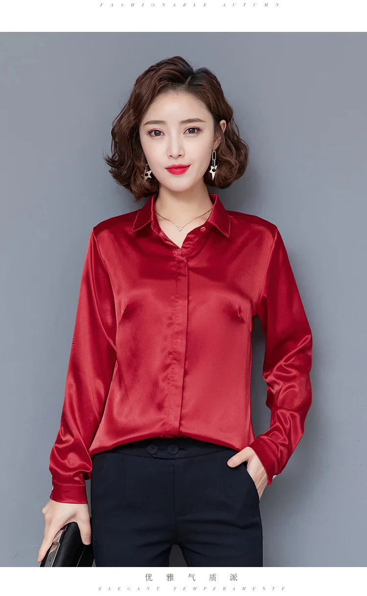 Elegant Satin Silk Office Blouse