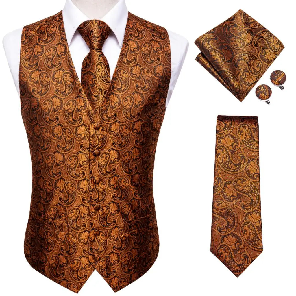 Men’s Silk Jacquard Suit Vest Set