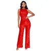 Elegant High-Waisted Sequin Jumpsuit