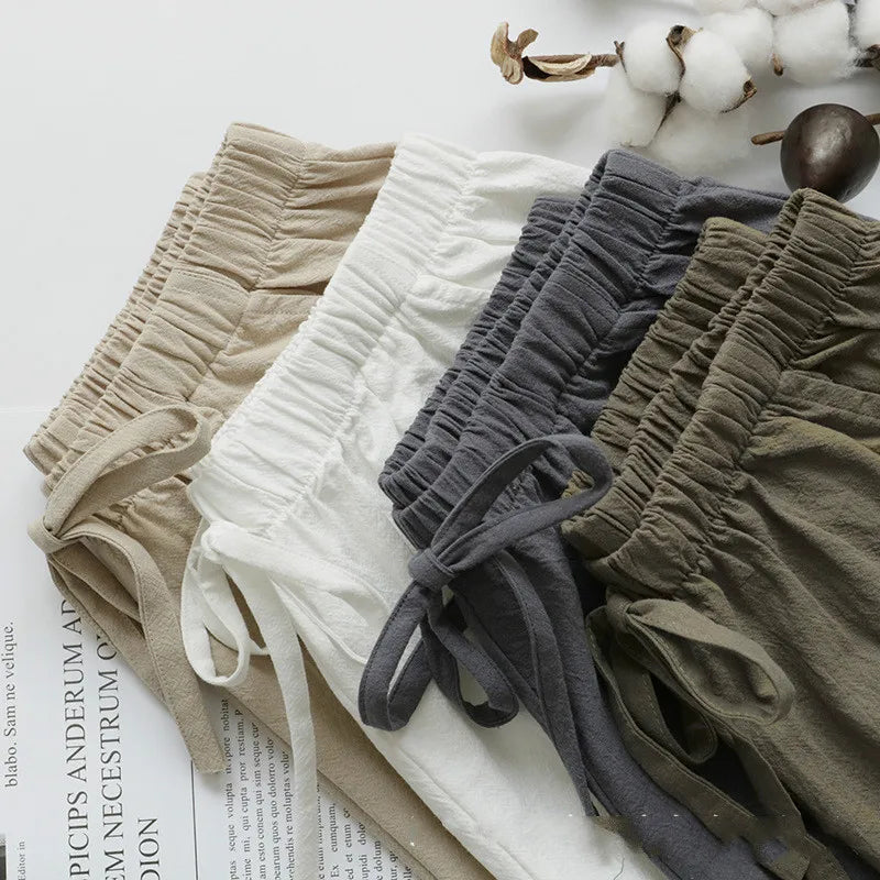 Women's high waisted shorts, fashionable and casual cotton and linen shorts, street wear, women's shorts