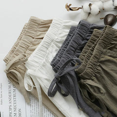 Women's high waisted shorts, fashionable and casual cotton and linen shorts, street wear, women's shorts
