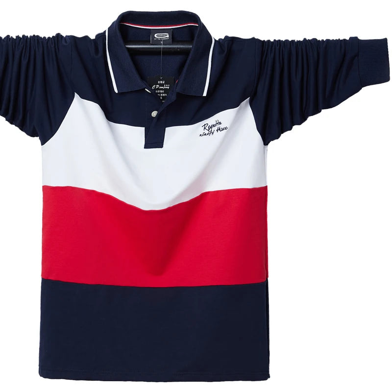 Long Sleeve Patchwork Cotton Polo