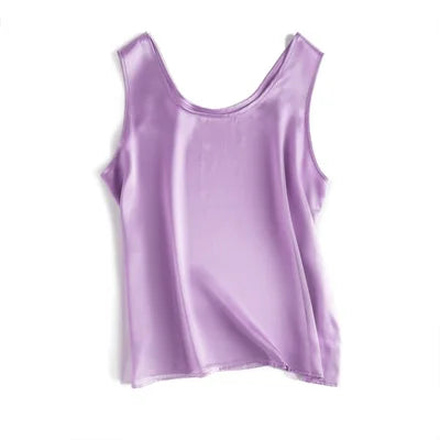 Tank Tops Women 100% Real Silk Blouse Sleeveless Shirts Satin Tunic Tops Summer Loose Casual Solid Plus Size S-XXL