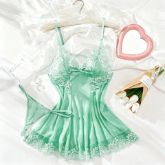 Women Suspender Midi Lingerie Nightwear Set