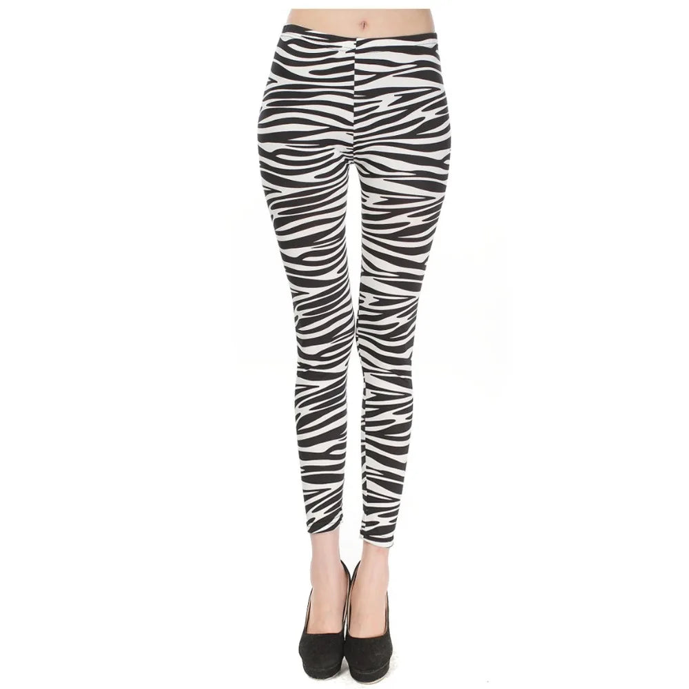 Women Leggings High Waist Cartoon Comic Beauty Print Trousers Soft Female Casual Elastic Pant