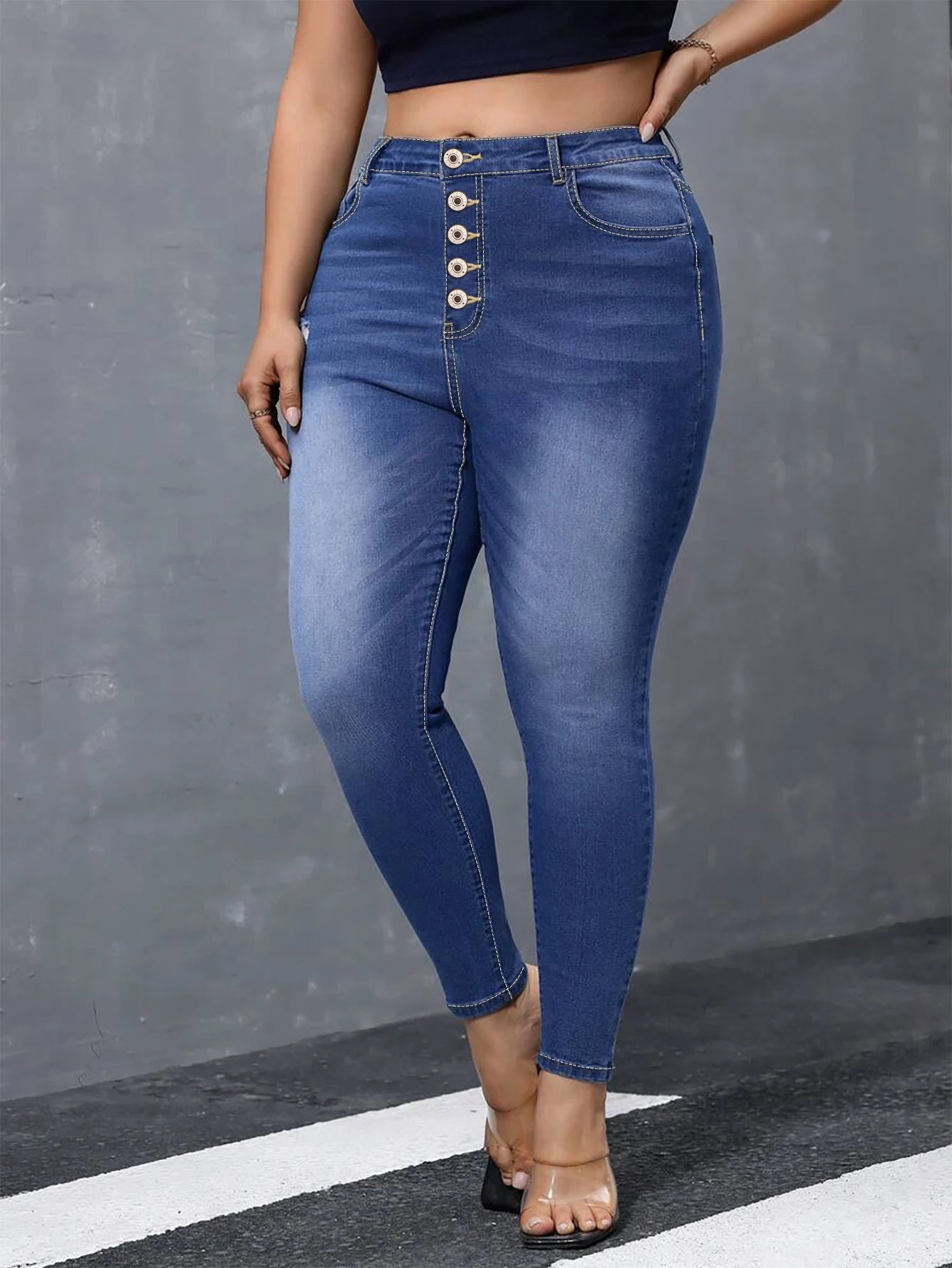 High Waist Skinny Denim Jeans