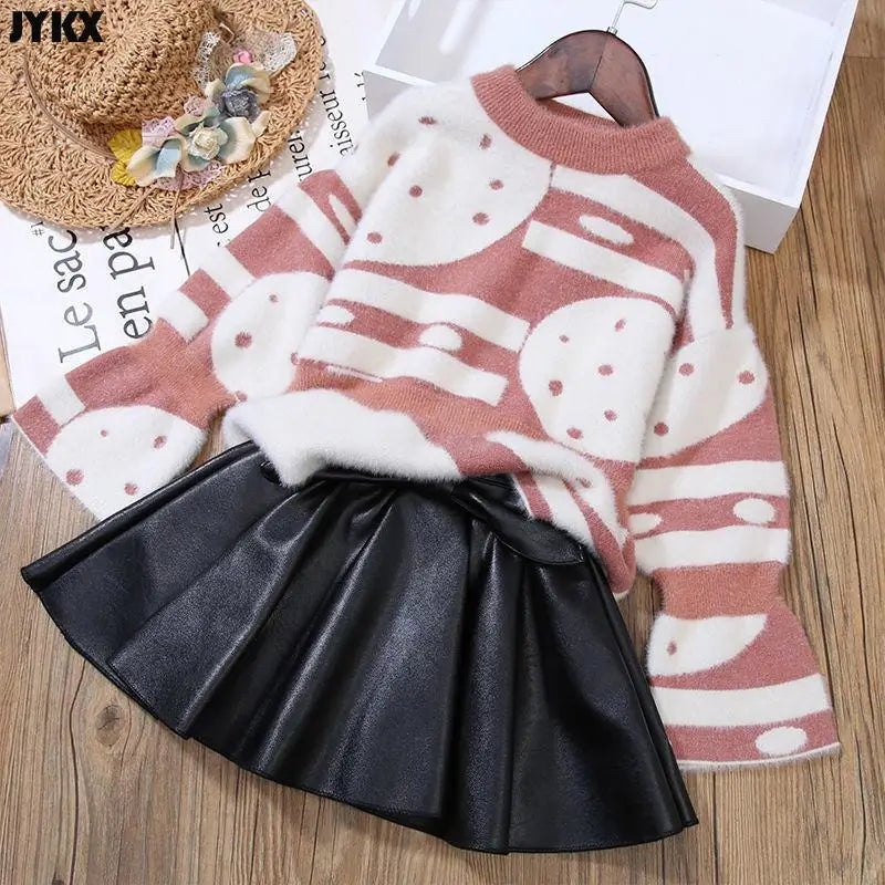 Kids Pleated PU Mini Skirt